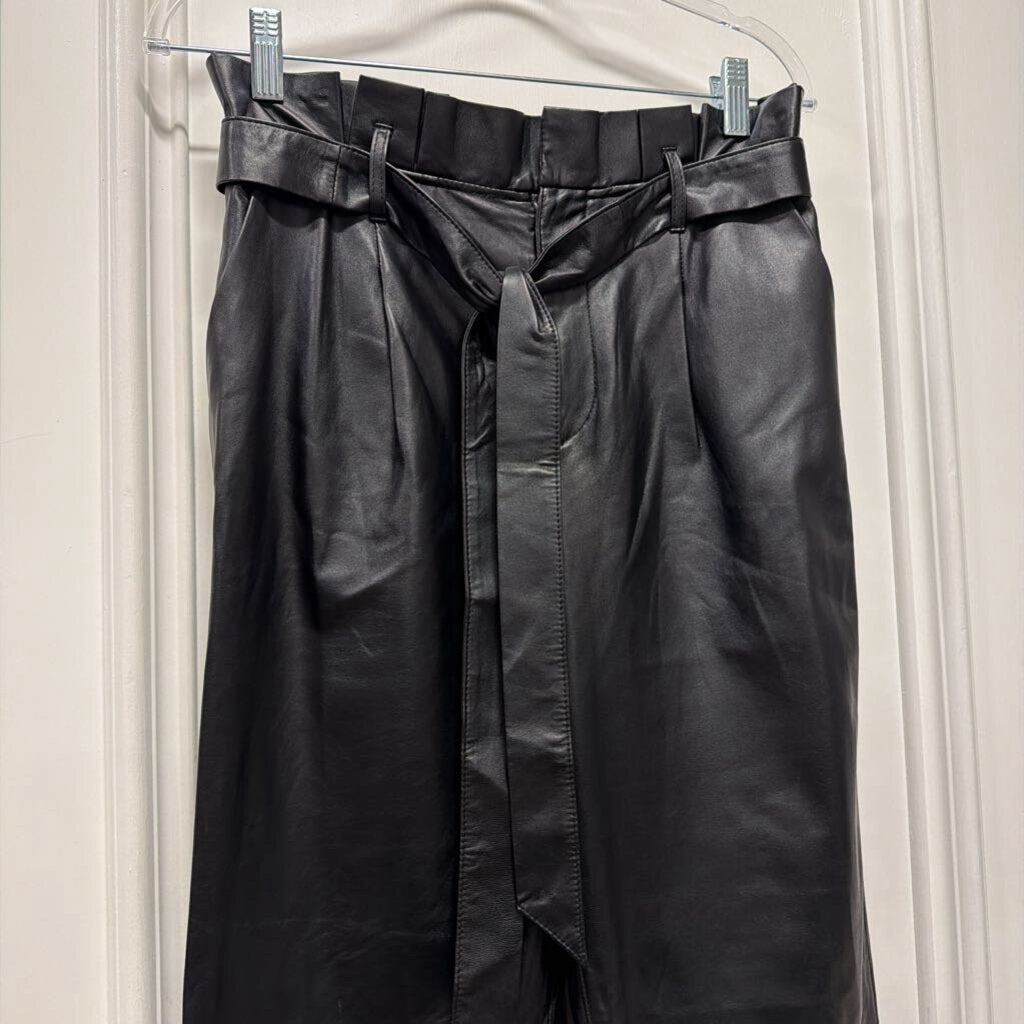 Black Faux Leather Pants w/ Belt