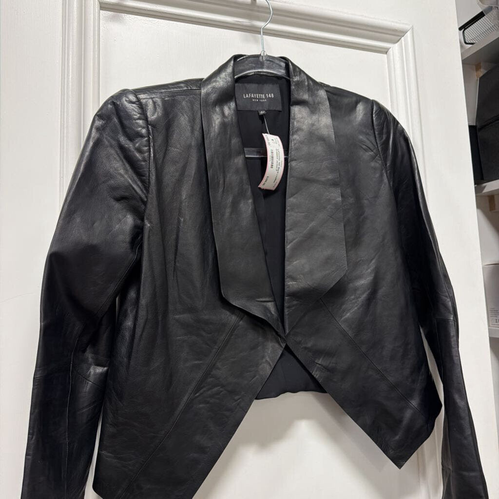 Black Leather Cropped Jacket
