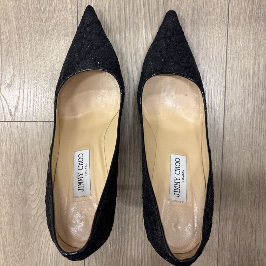 Black Glitter Lace Pump