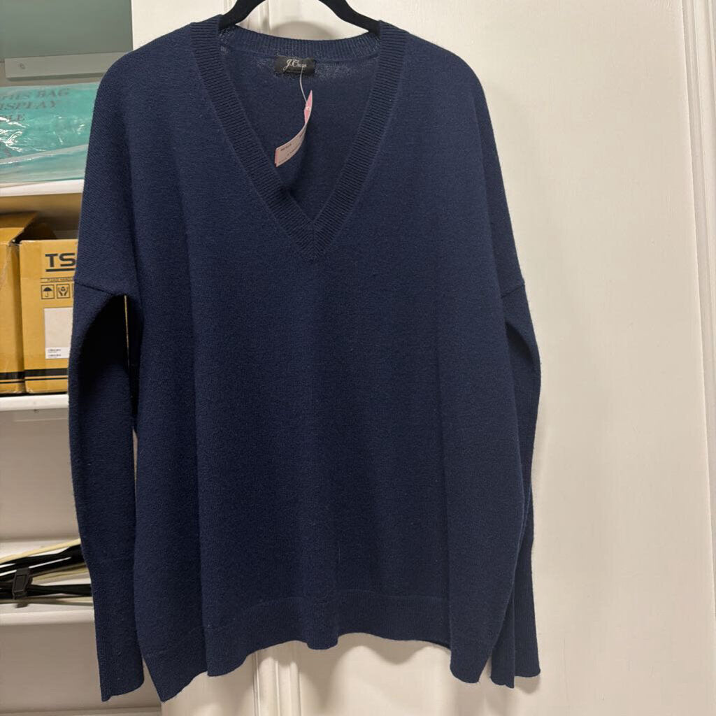 Navy Cashmere V Neck Sweater