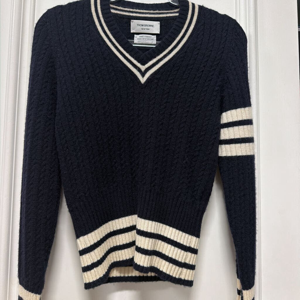 Navy Cashmere Stripe Sweater