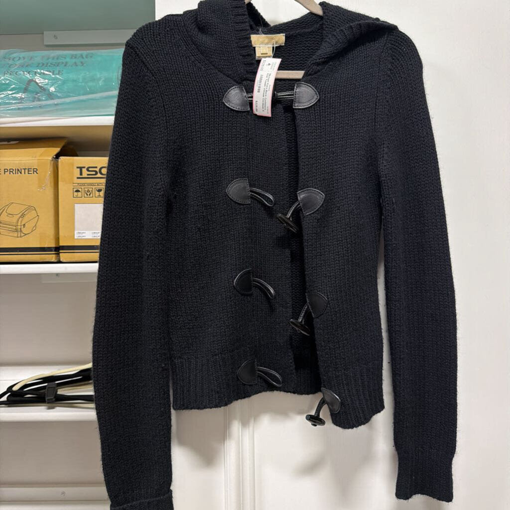 Black Cashmere Knit Toggle Vintage Cardigan