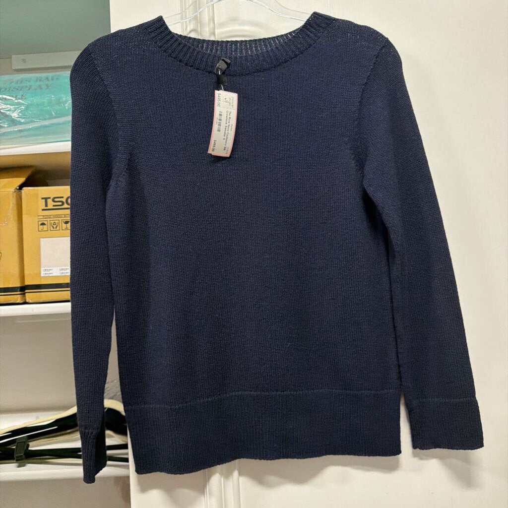 Navy Cashmere Silk Crewneck Sweater