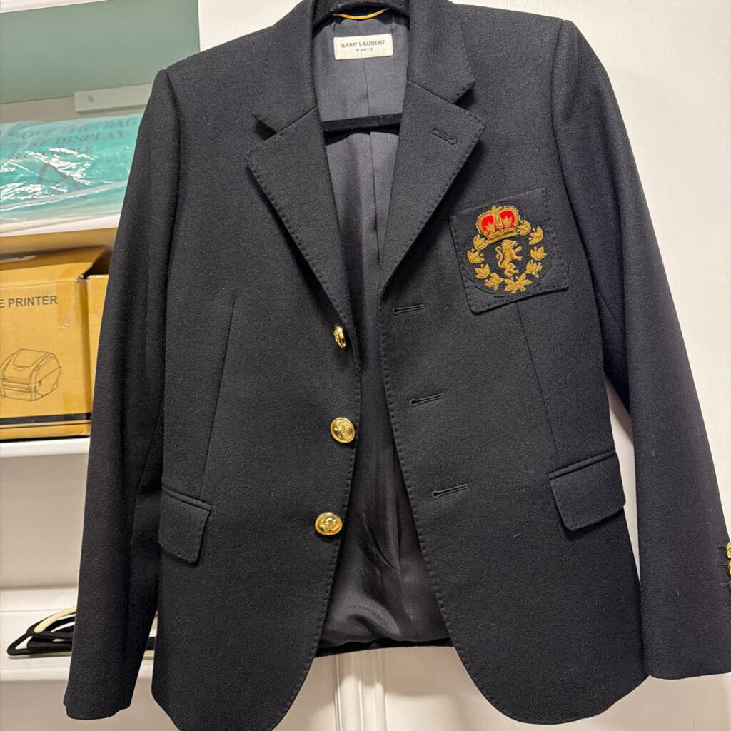 2016 Black Wool Embroidered Lion Blazer