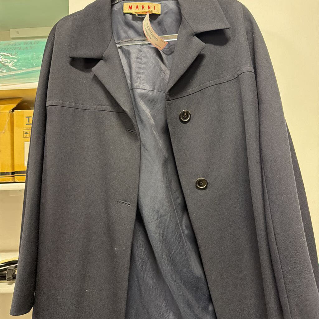 Navy Wool Single Breasted Coat (2700)
