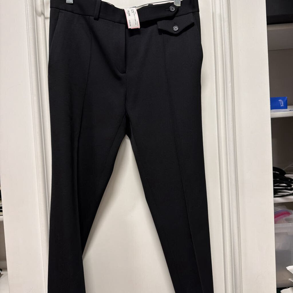 Black Wool Straight Leg Trouser