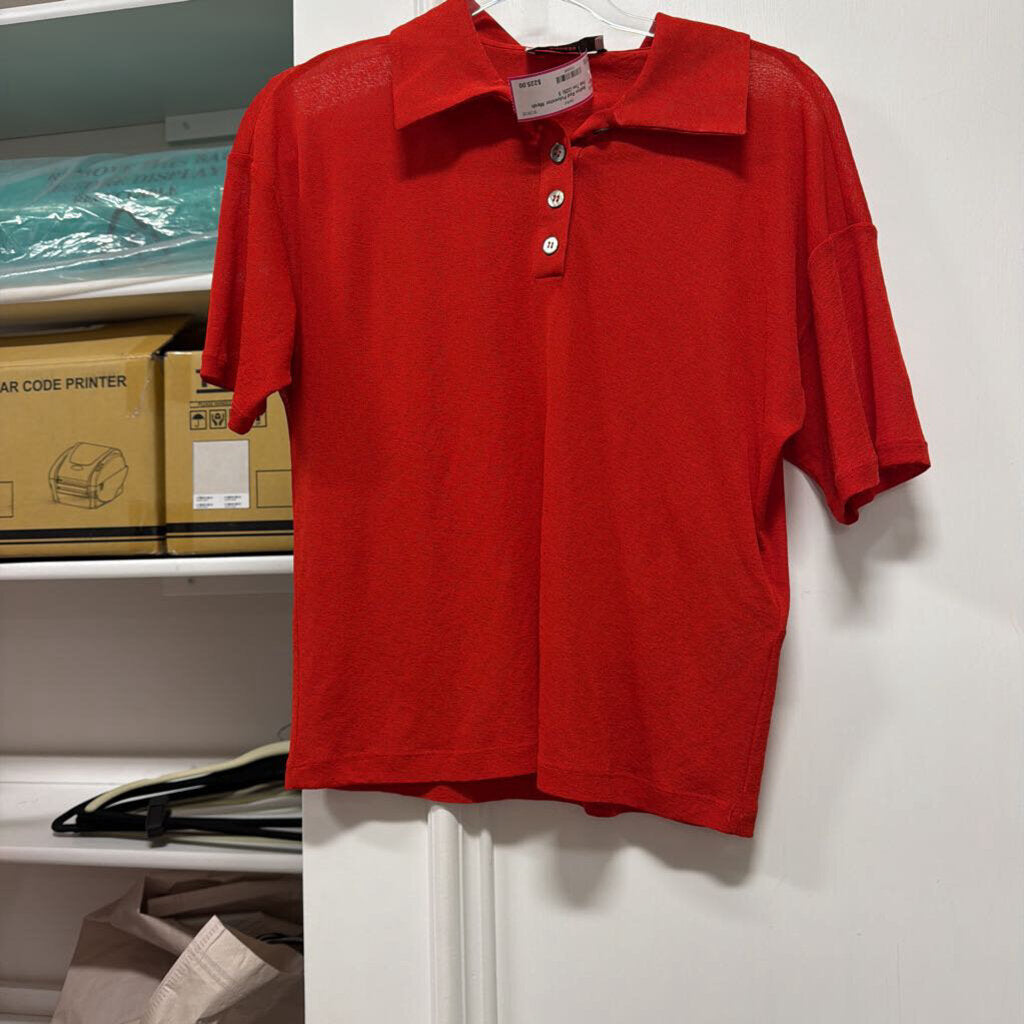 Red Polyester Mesh Polo Tee (325)