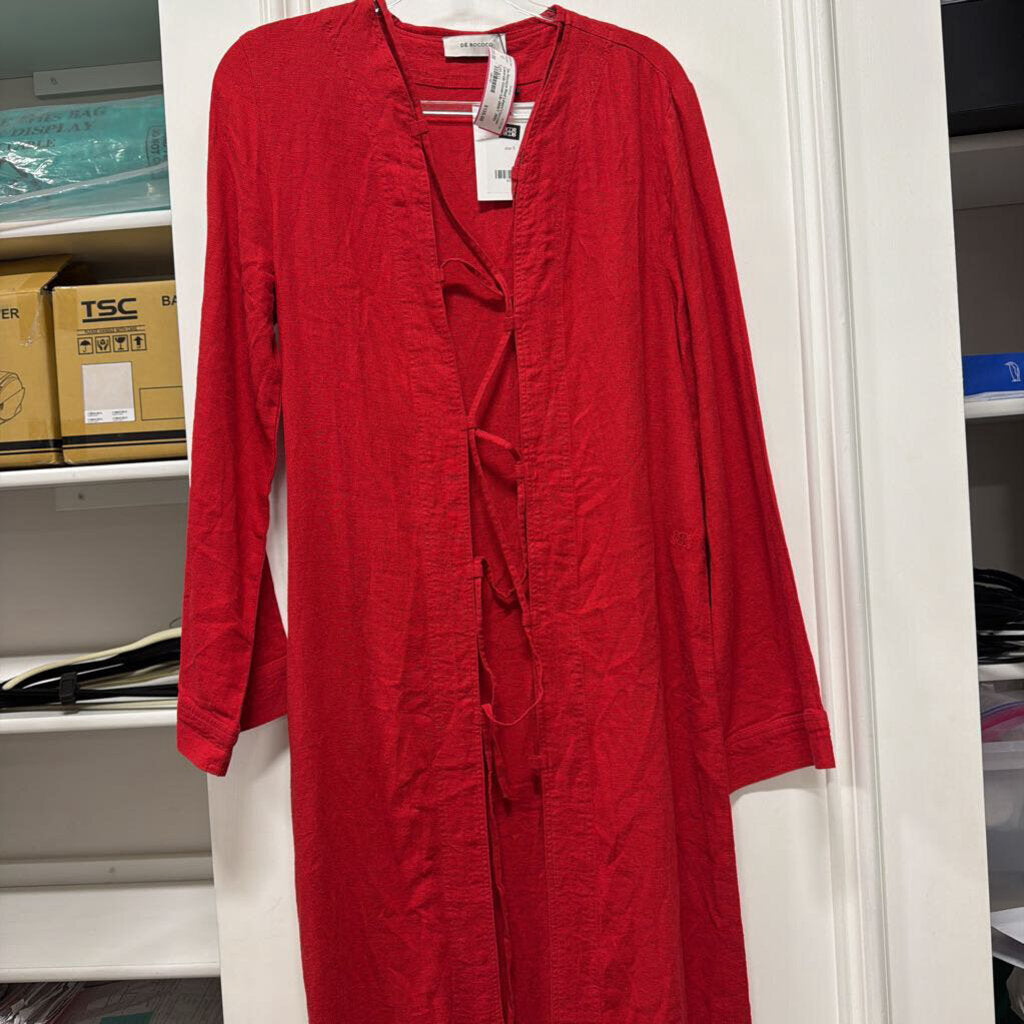Red Linen/Viscose Lace-Up Cover-Up (NWT 265)