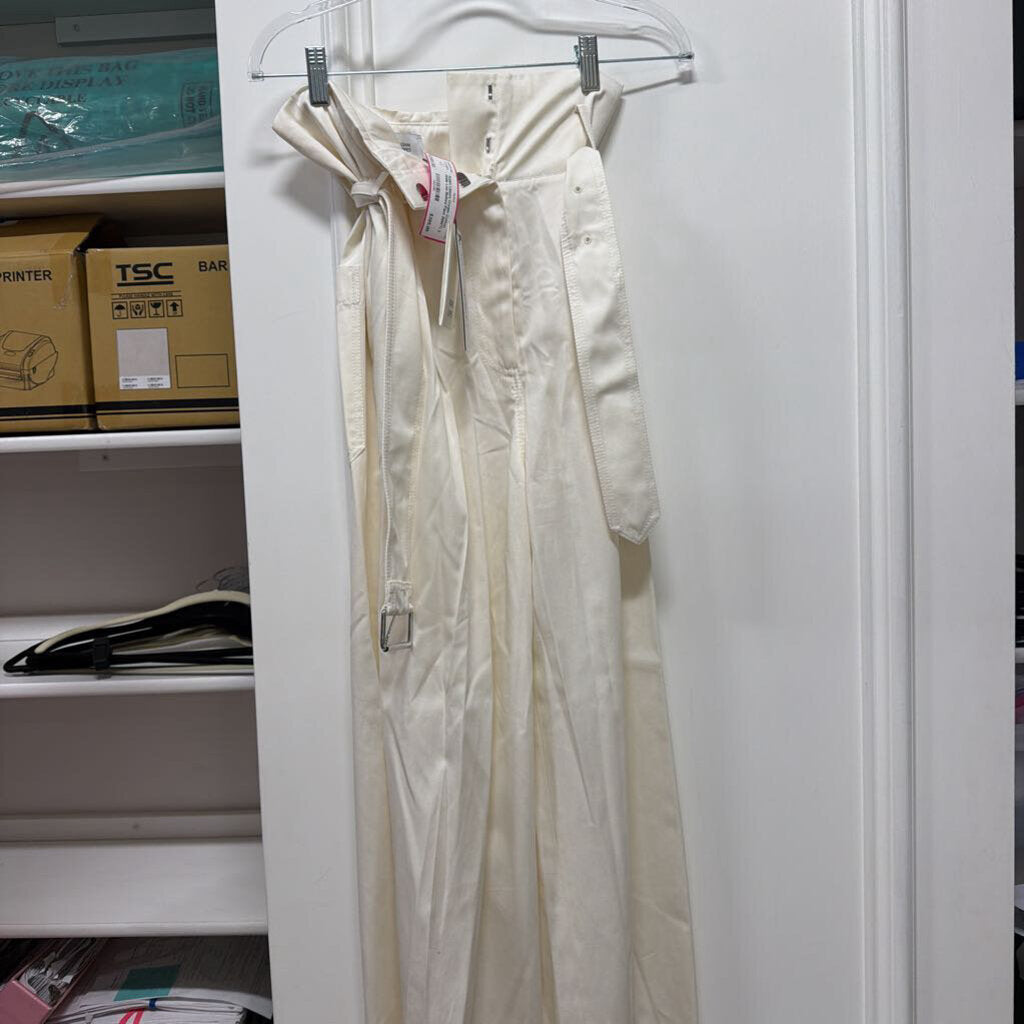 Cream Cotton Wide Leg Belted Pant (NWT)