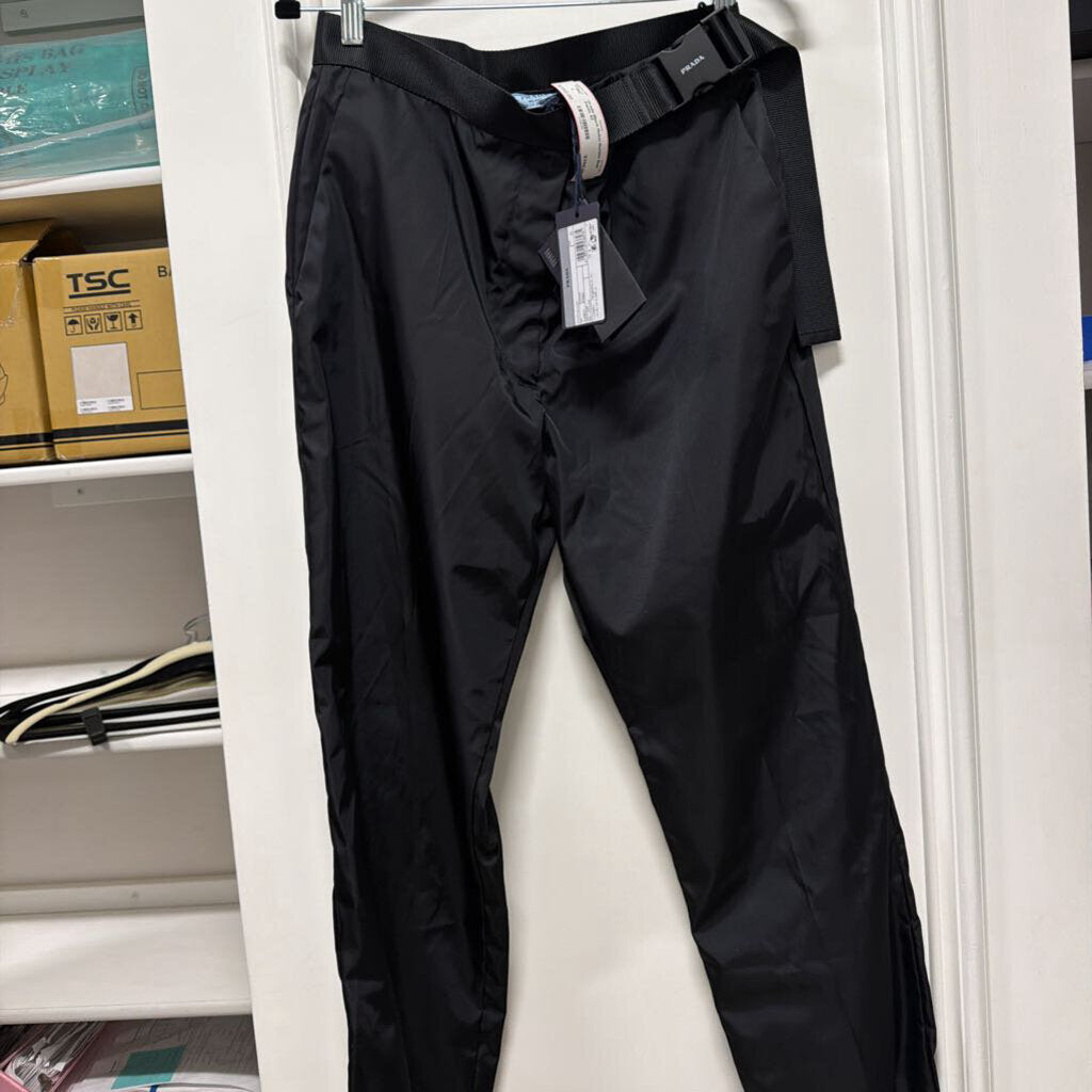 Black Nylon Buckle Belt Pants