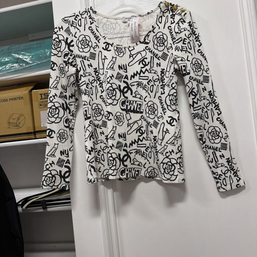 2019 Paris-New York Printed Viscose LS Top
