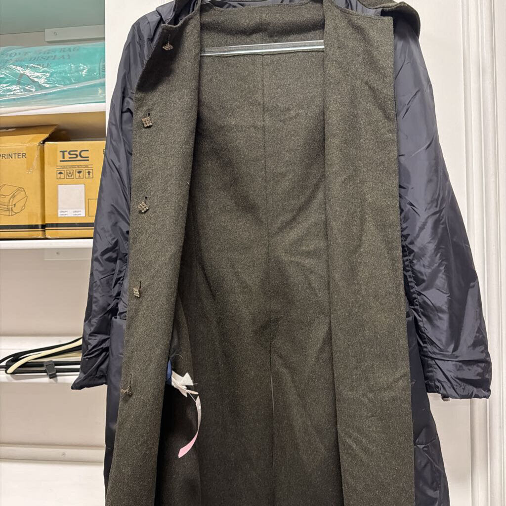 Black/Green Wool Nylon Reversible Coat