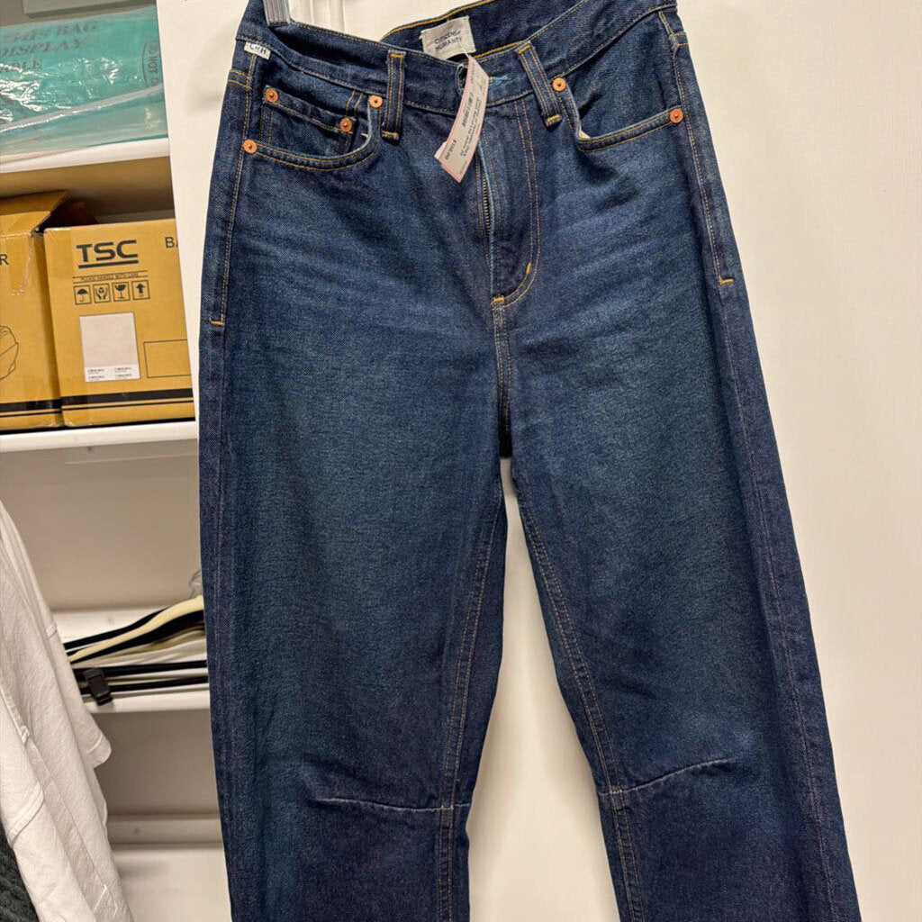 Dark Wash Barrel Leg Jeans
