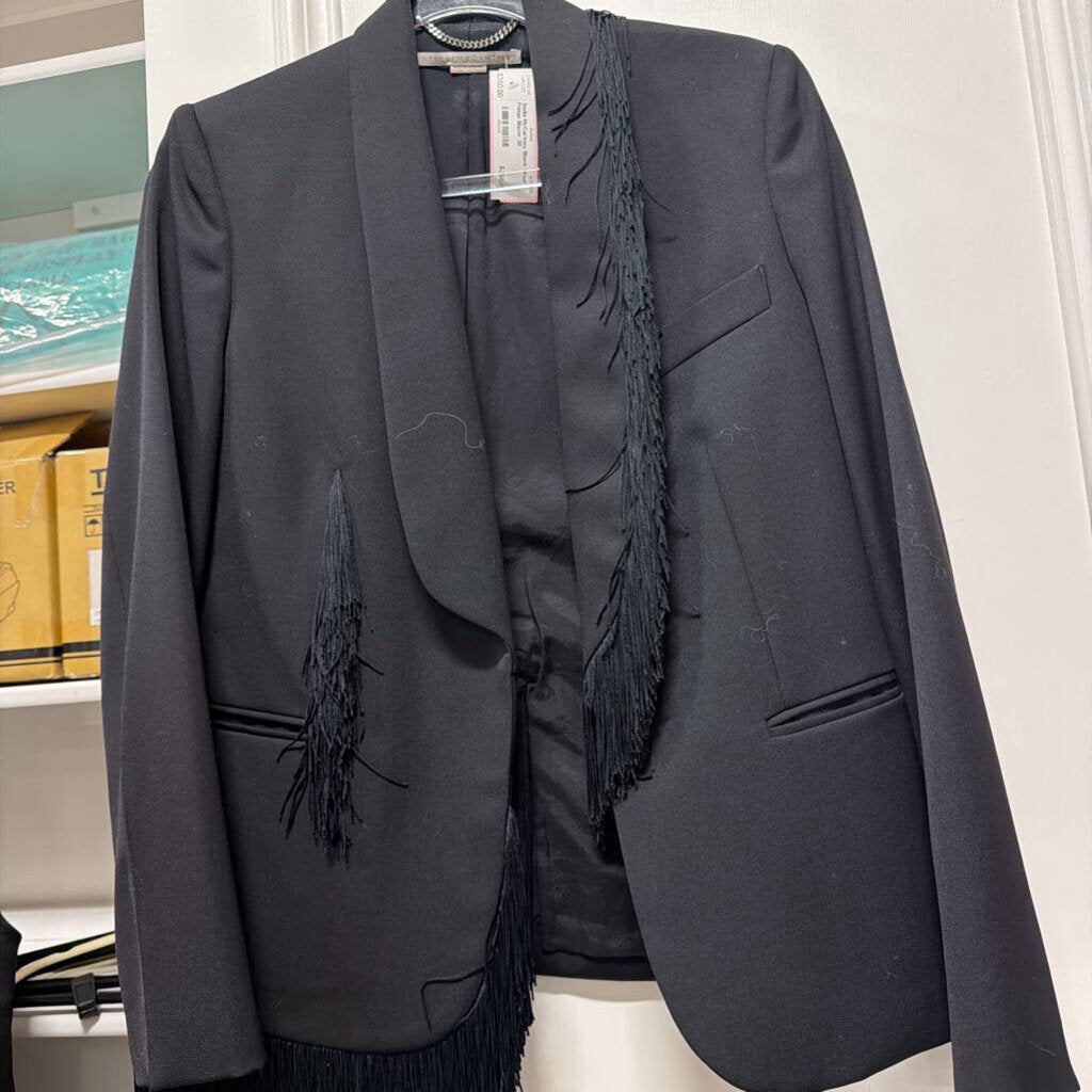 Black Wool Fringe Blazer