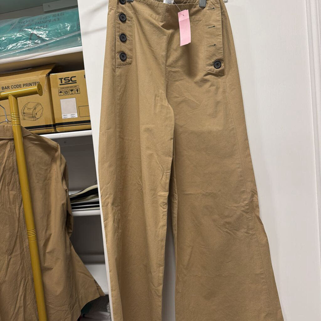 Tan Cotton Wide Leg Sailor Pant