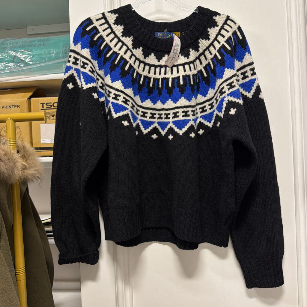 Black/Blue/White Wool/Cashmere Sweater