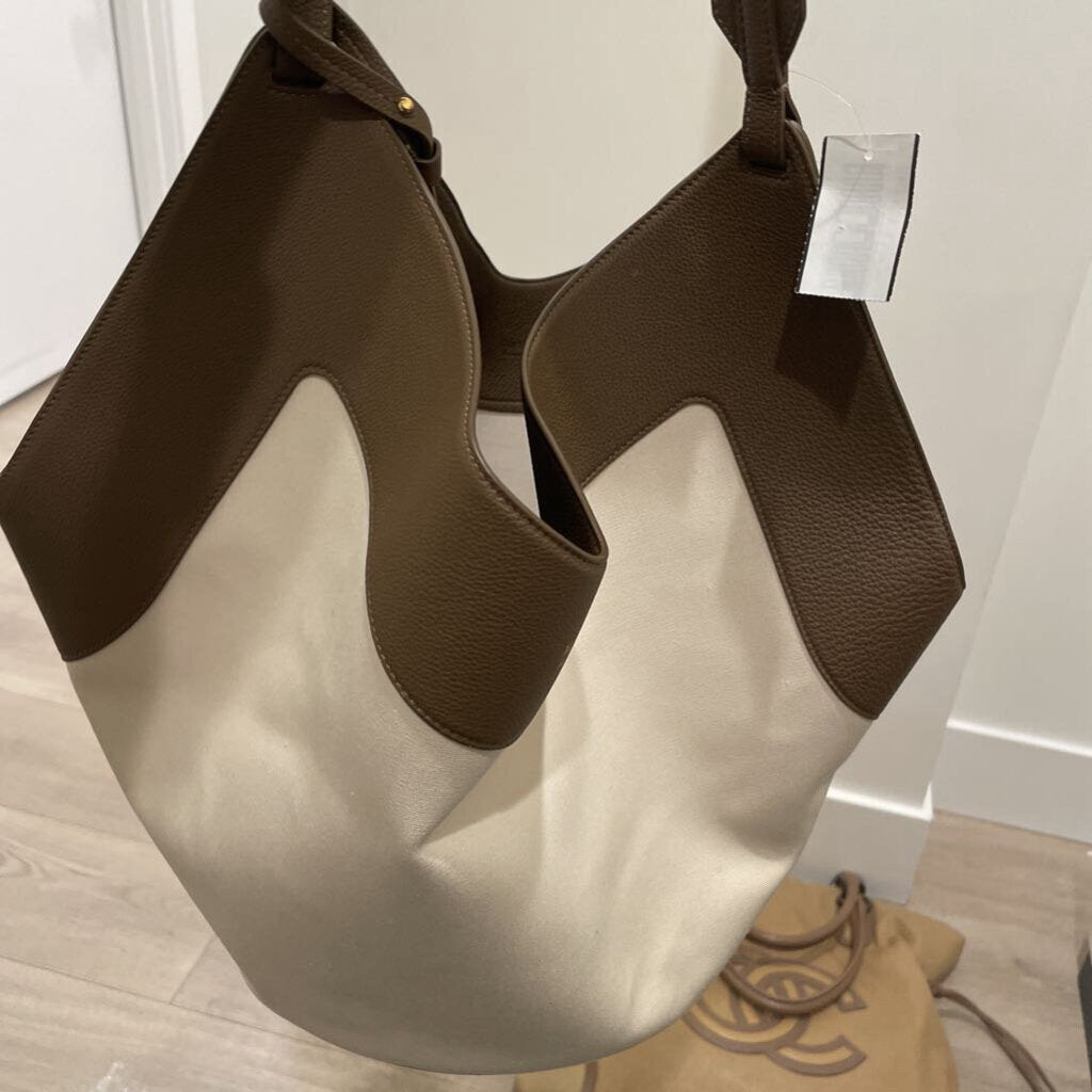 Khaite Lotus Bag Cream Brown Trim (2700))