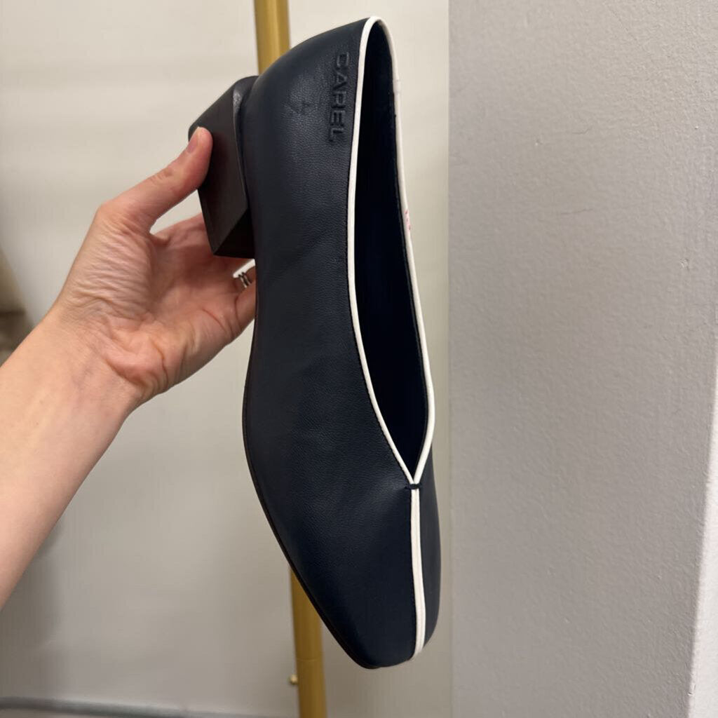 Navy Leather Flats