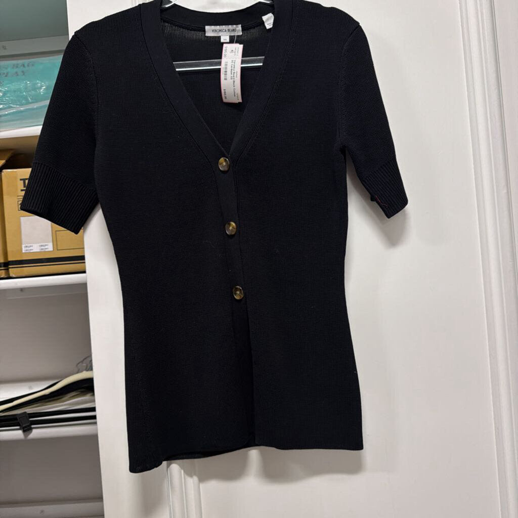 Black Cotton SS Cardigan