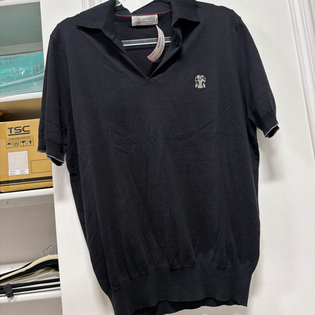 Black Cotton Polo Shirt