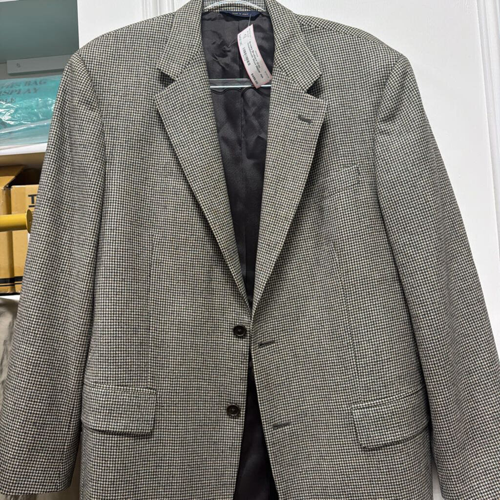 Gray Houndstooth Wool Blazer