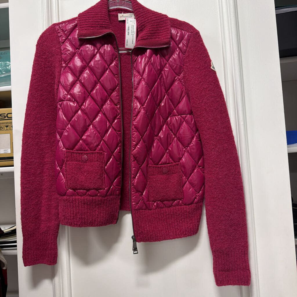 Pink Wool & Quilted Down Jacket