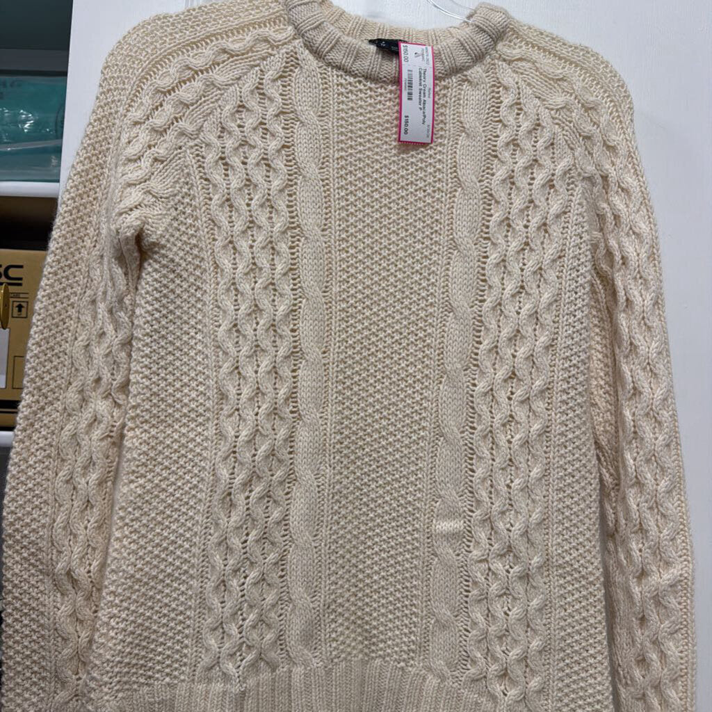 Cream Alpaca/Poly Cableknit Sweater