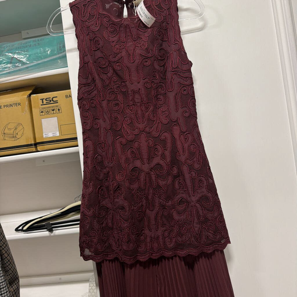 Burgundy Silk Midi Dress (NWT $1700)