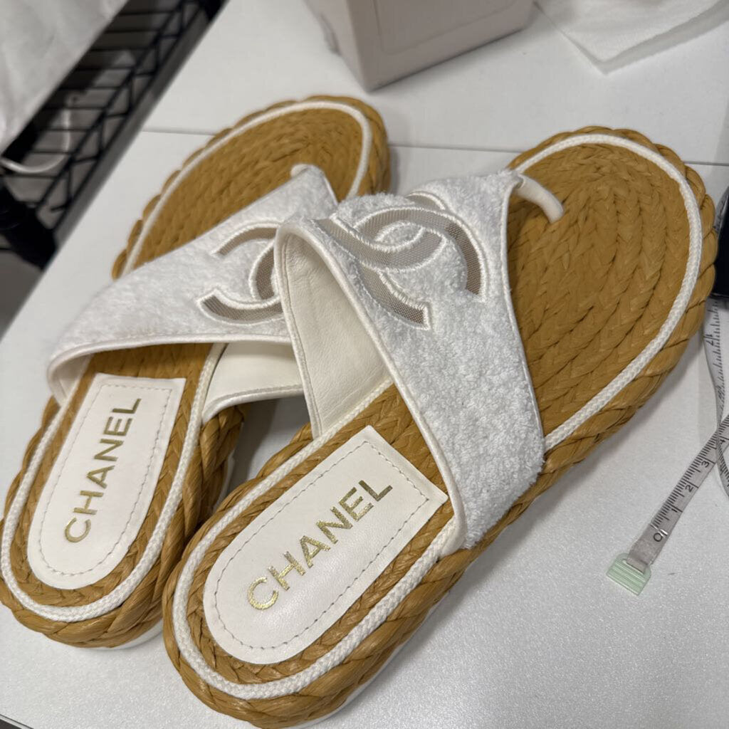 2022 White CC Logo Flip Flops