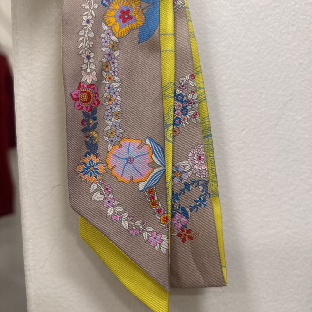 Taupe/Yellow "Brides de Gala en Fleurs" Twilly