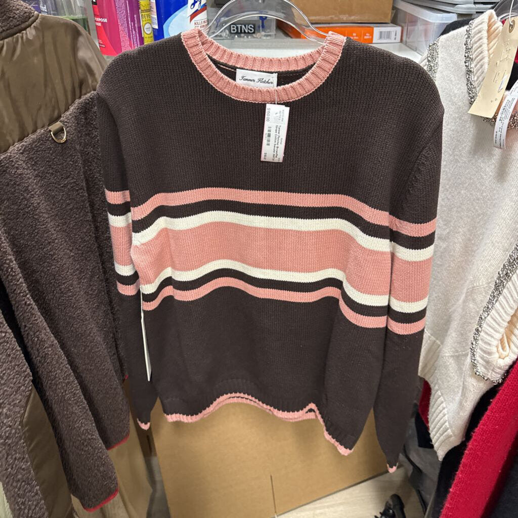Brown/Pink Stripe Cotton Sweater (NWT)