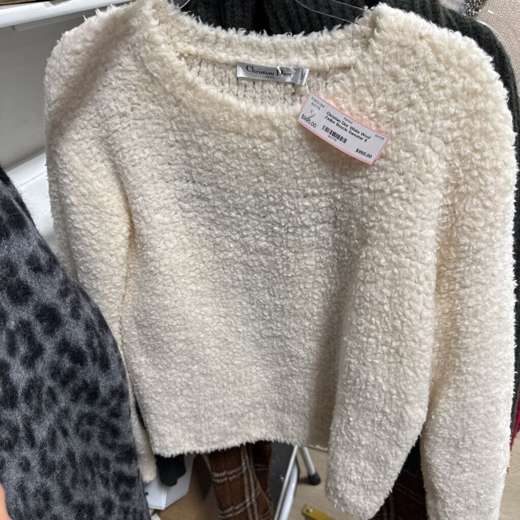 White Wool J'adior Boucle Sweater