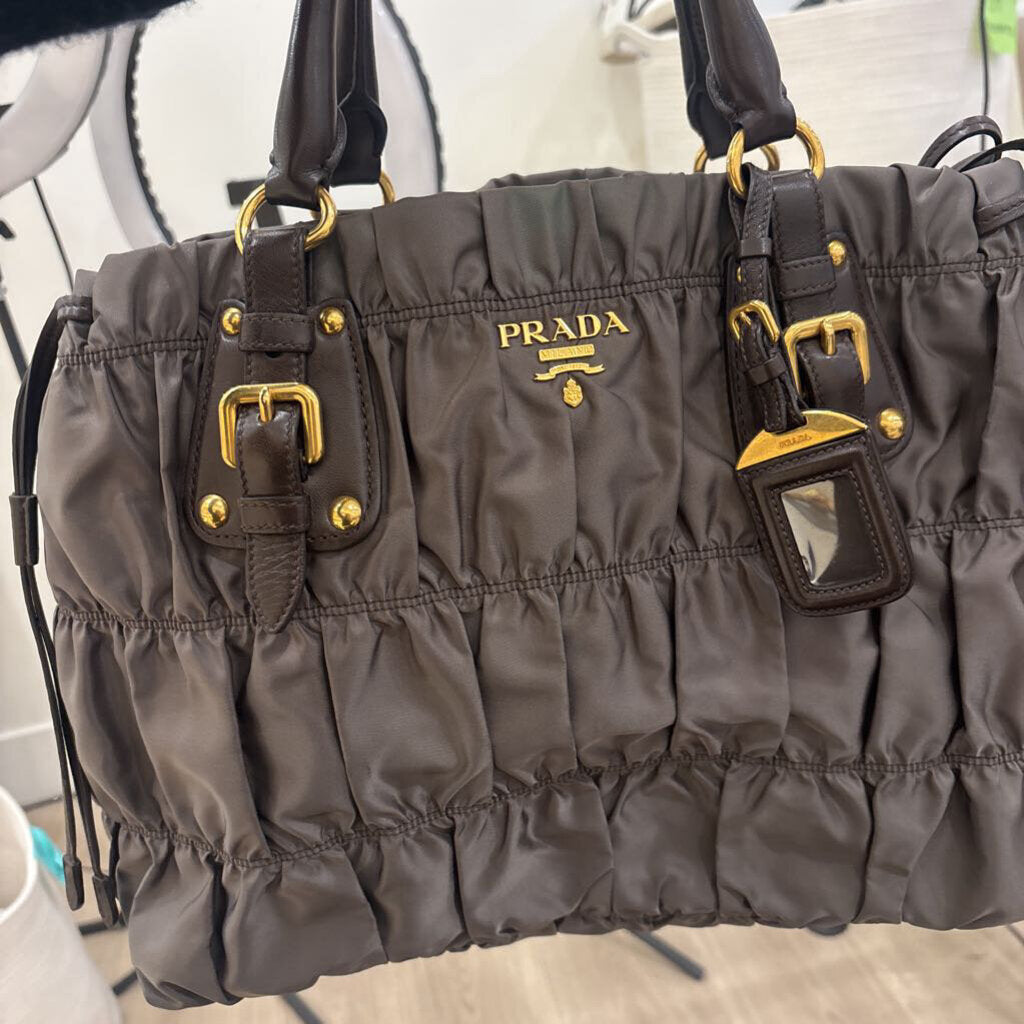 Gray/Brown Nylon Leather Tesutto Gaufre Bag
