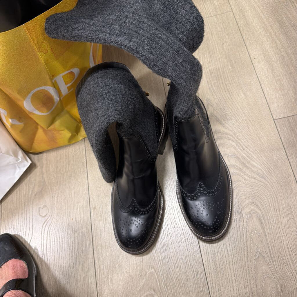 Black Franne Sock Boot