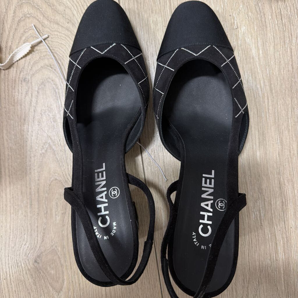 Diamond Lattice Slingback Pumps