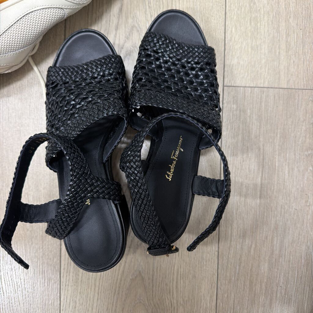 Black Woven Wedge