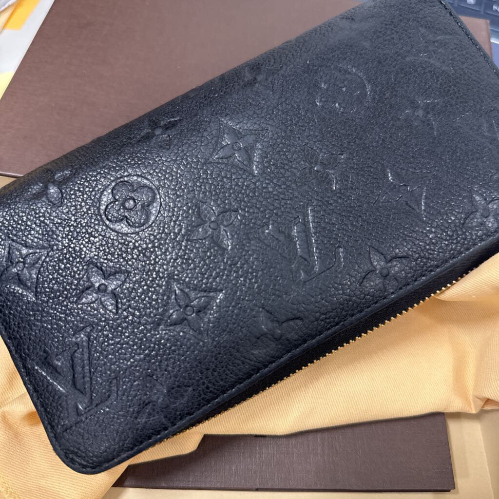 Black Leather Monogram Long Zippy Wallet (1210)