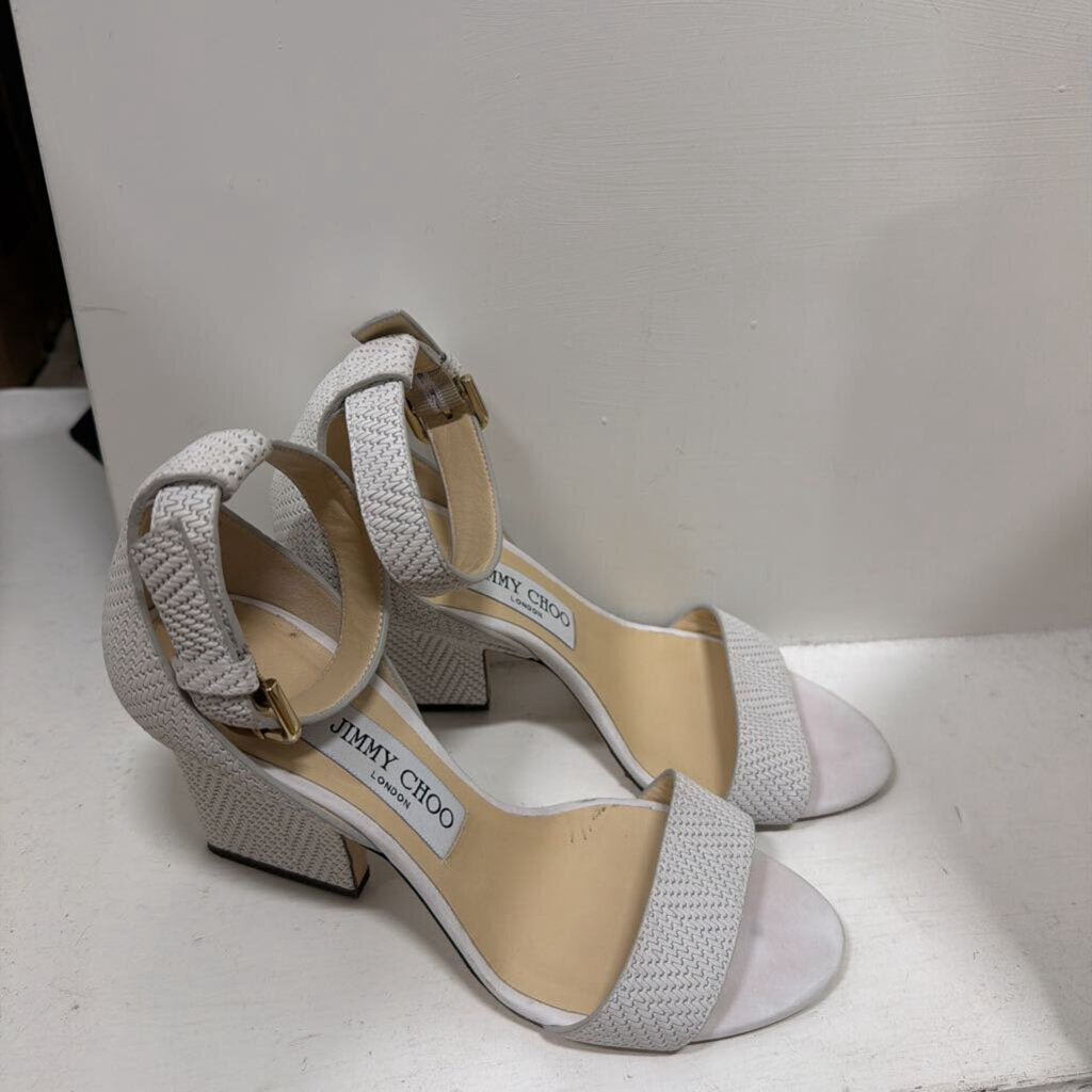 White Leather Heeled Sandal