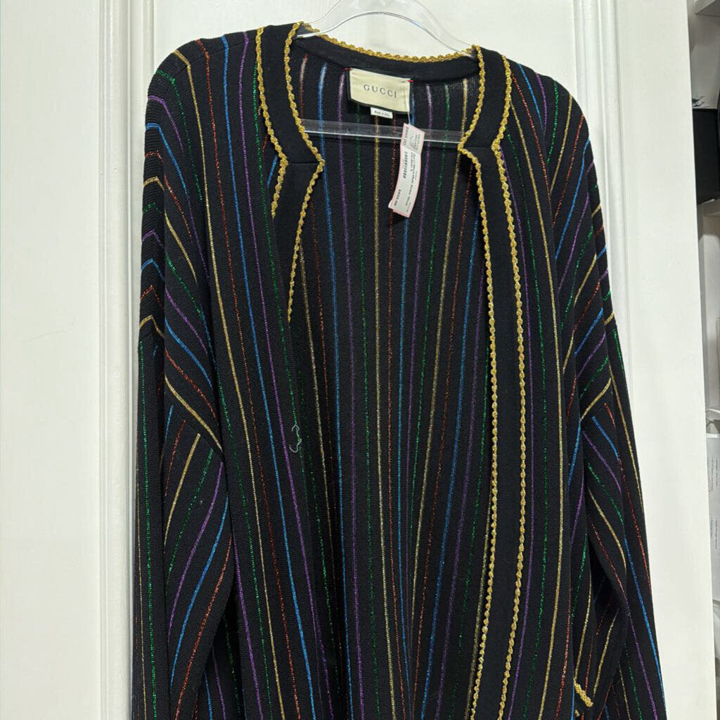 Black/Multi Stripe Wool Cardigan
