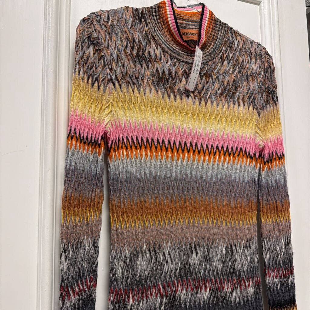 Multicolor Stripe LS Midi Dress