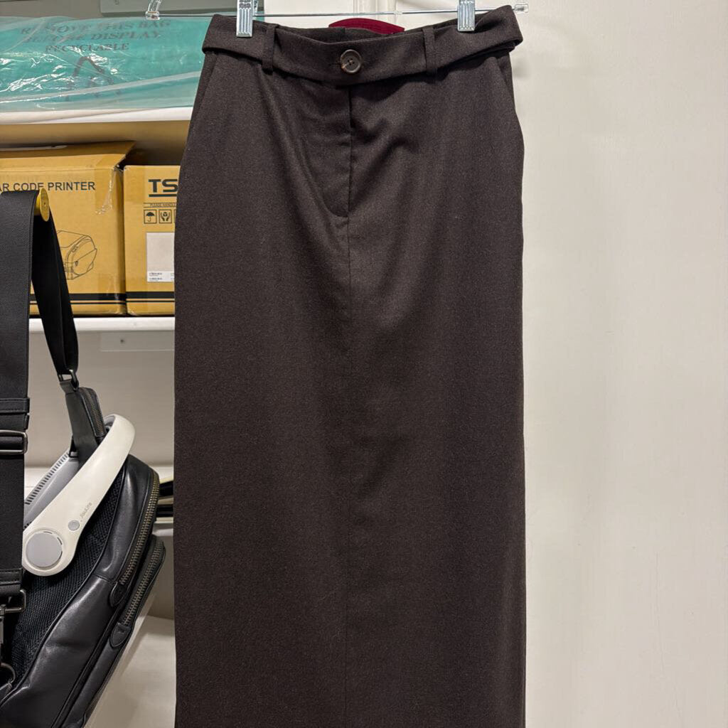Brown Wool/Cashmere Maxi Skirt