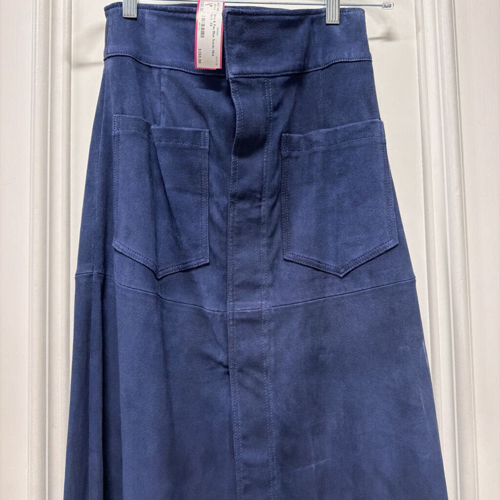Blue Suede Midi Skirt