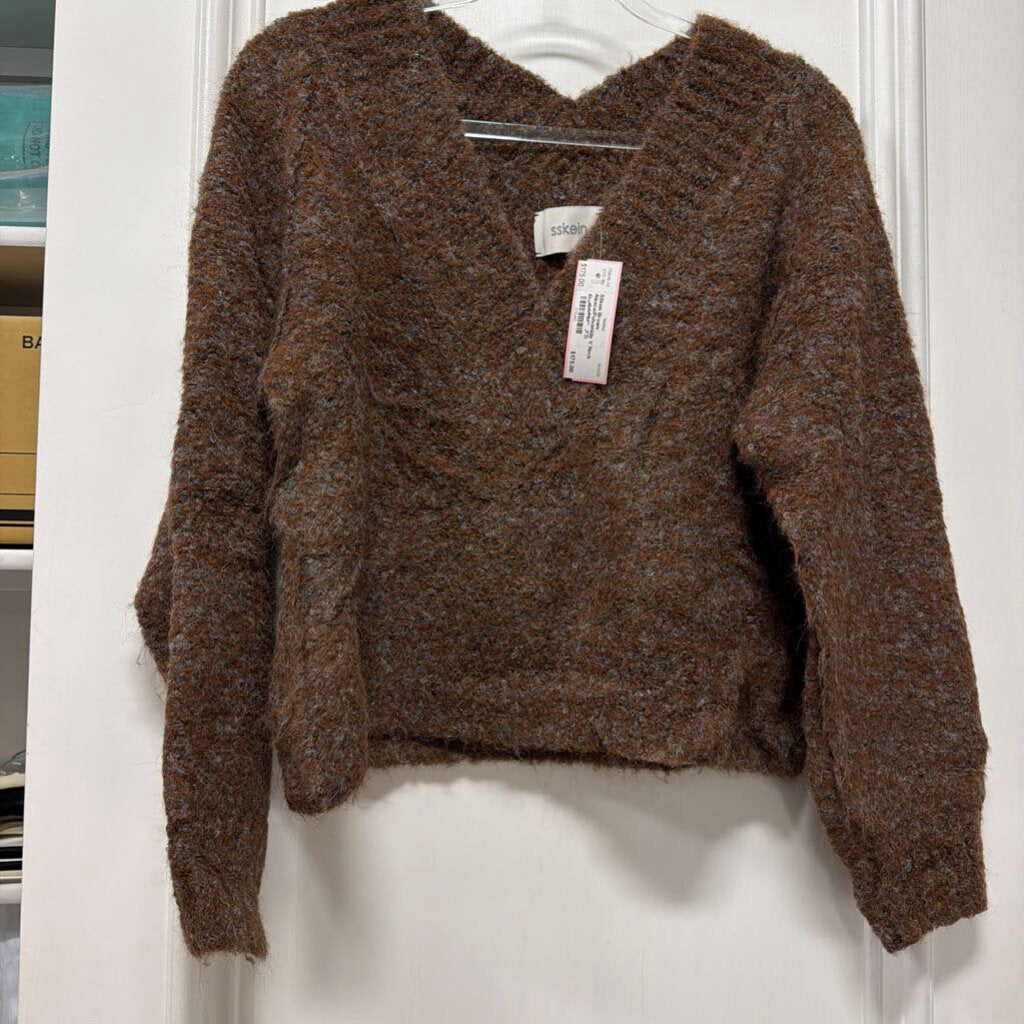 Brown Alpaca/Polyamide V Neck Sweater