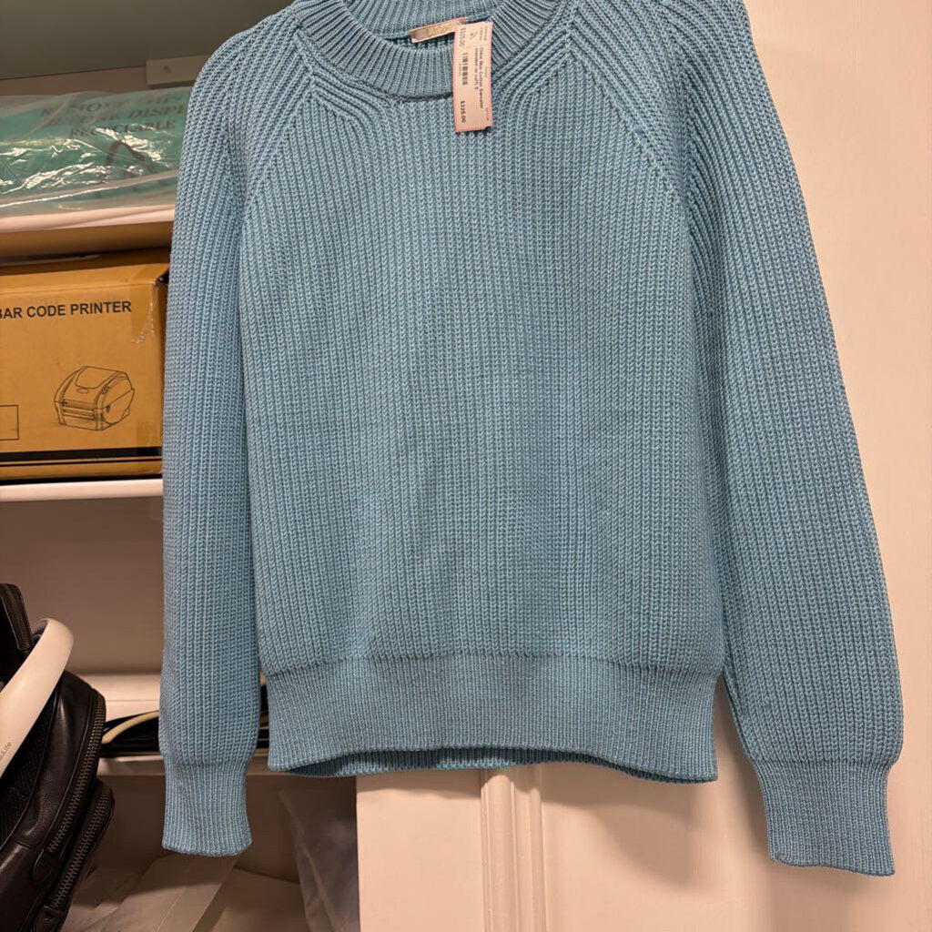 Blue Cotton Sweater (mended on cuff)