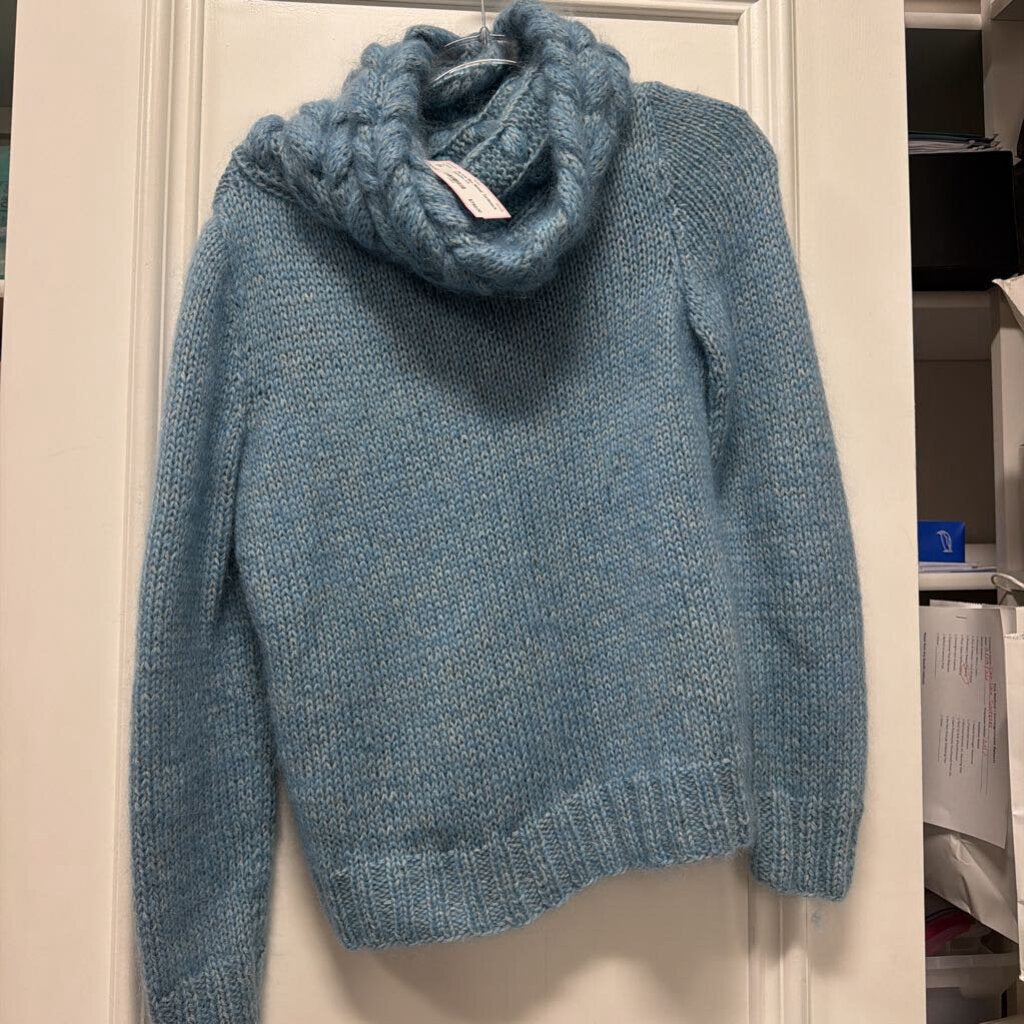 Blue Mohair Turtleneck Sweater