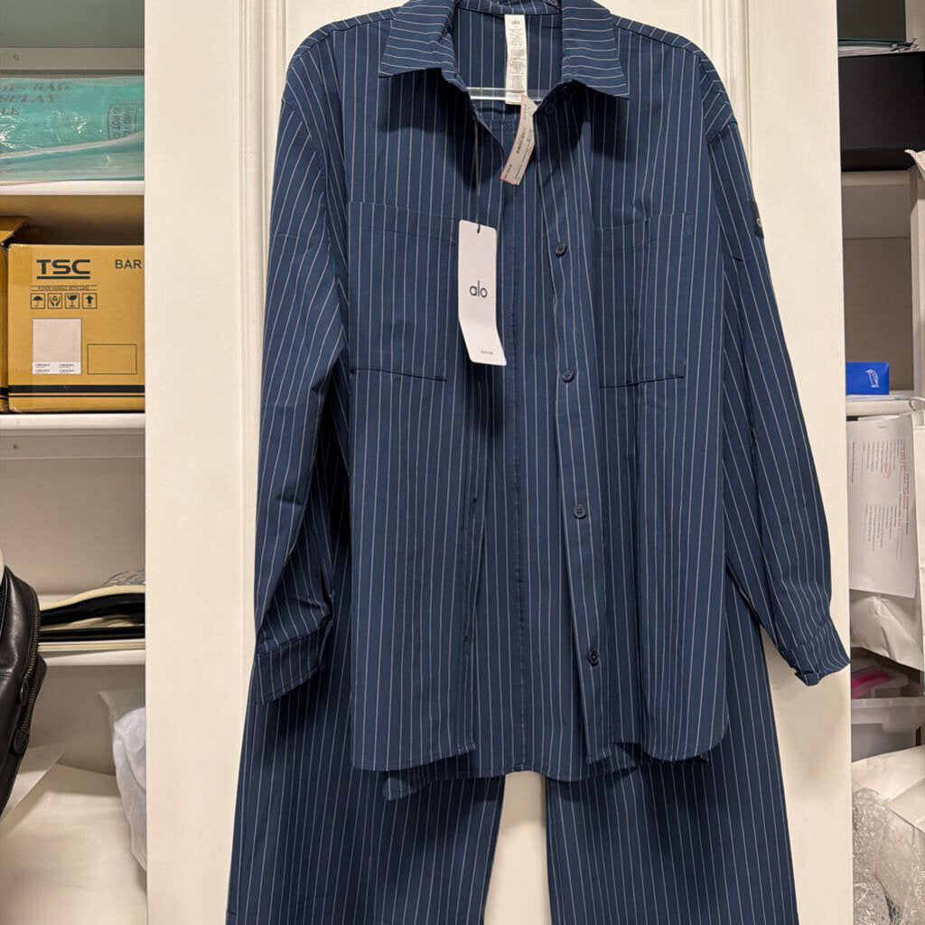 Navy Pinstripe Top/Pant (SET)
