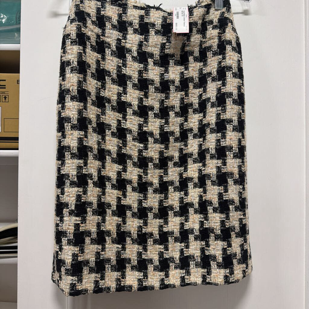 Beige Cotton Tweed Midi Skirt