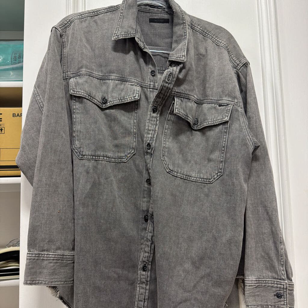 Gray Denim Button Up Top