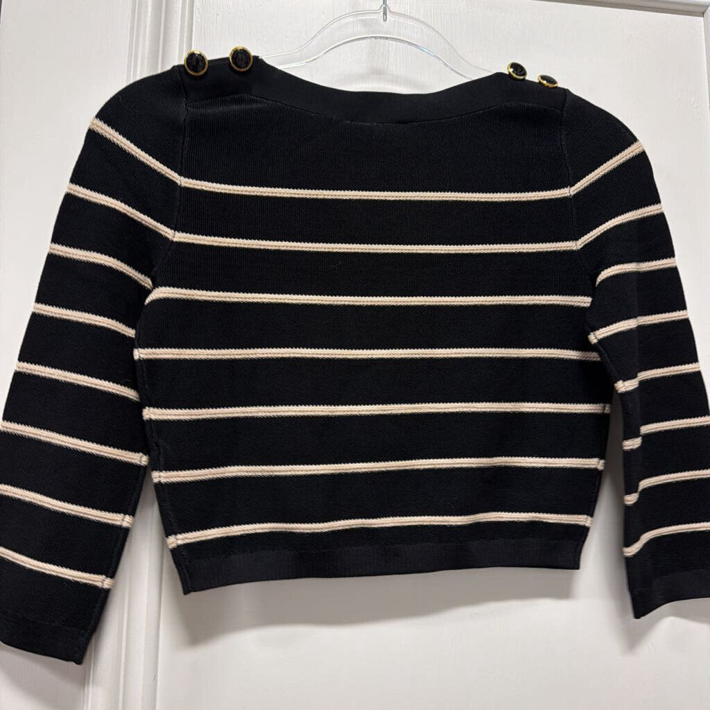 Black Striped Viscose Cropped Top