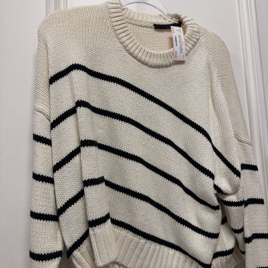 Cream/Black Stripe Cotton Sweater